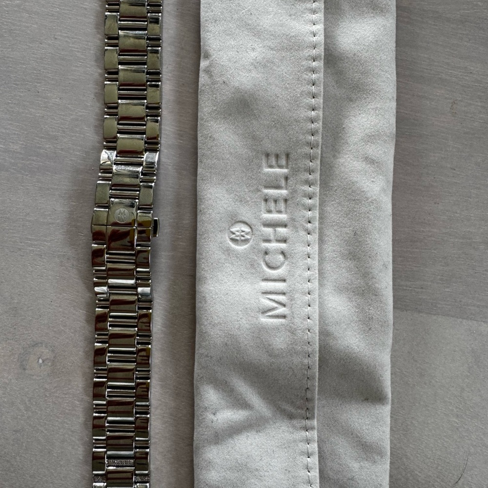 Michele Polished Silver Bracelet w/ diamonds